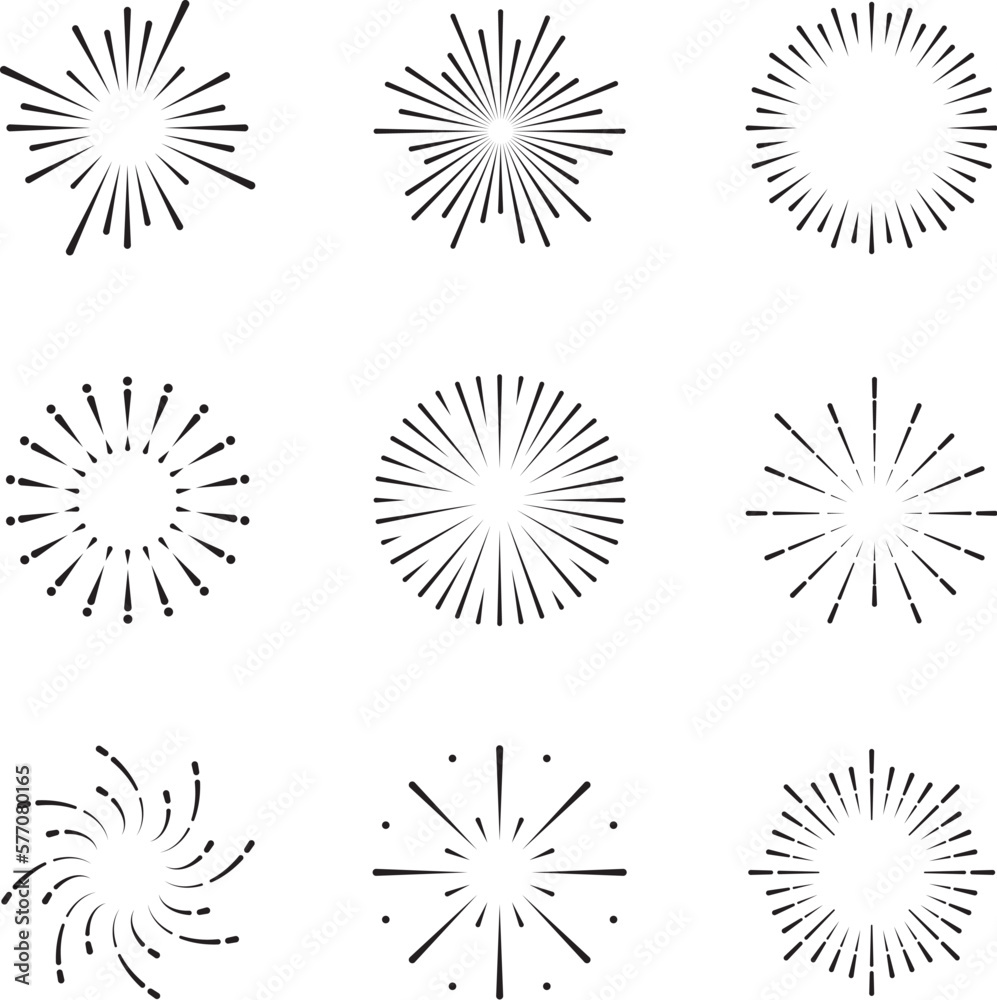 Vector Exploding Fireworks or Sparkles/Stars icon set. Design Elements