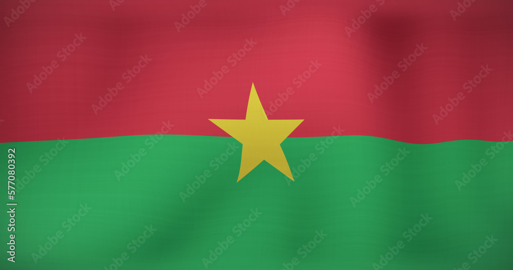 Image of moving flag of burkina waving Image of moving flag of burkina waving