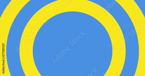 Digitally generated image of blue and yellow circles representing ukrainian flag