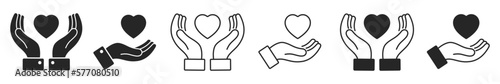 Heart in hand icon. Healthcare hands holding symbol. Hands holding heart icon. medicine sign. Vector illustration
