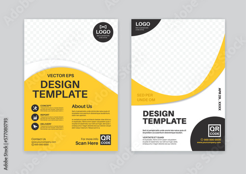 Yellow brochure , flyer, presentation, vector template design. Layout template in A4. CMYK
