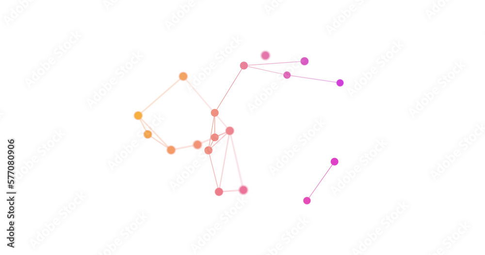 Image of neon network of connections spinning over white background Image of neon network of connections spinning over white background