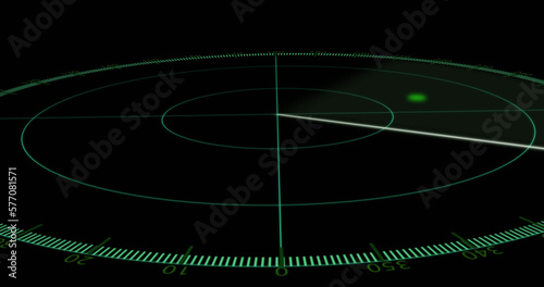 Image of radar with spots moving on black background © vectorfusionart