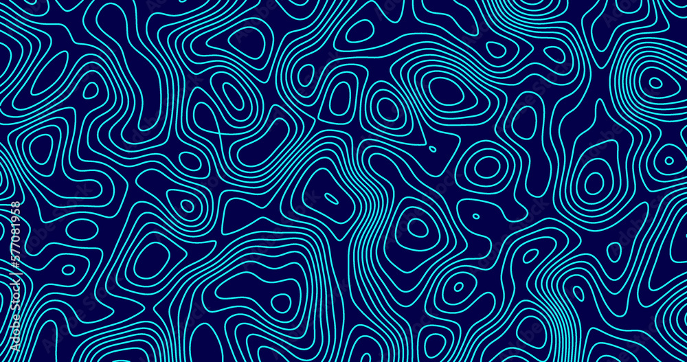 Image of blue line trails moving in hypnotic motion on seamless loop on blue background