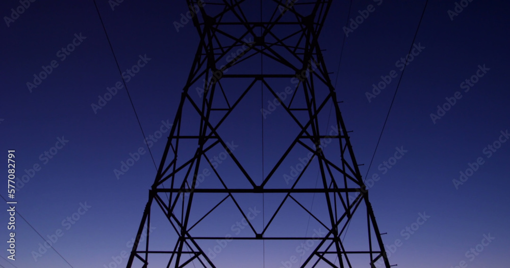 Image of electricity poles at dusk Image of electricity poles at dusk
