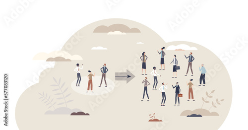 Representative sample with statistical subset population tiny person concept, transparent background.Divided part of social group for statistics research illustration.