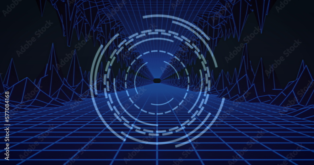Image of scope scanning and tunnel on black background