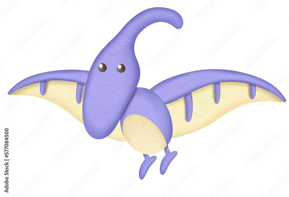 Obraz premium purple dinosaur cartoon watercolor illustration