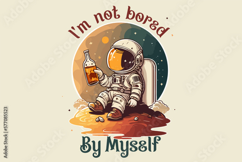 Space Pirate rum vector illustration for t-shirt