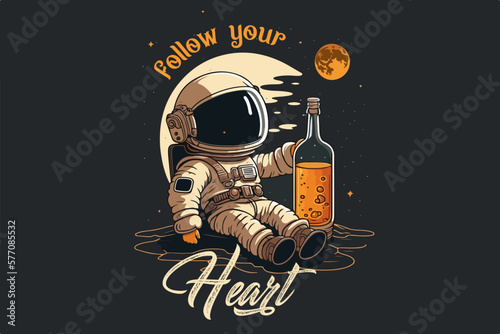 Space Pirate rum vector illustration for t-shirt