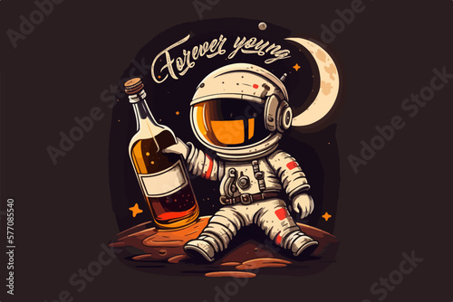 Space Pirate rum vector illustration for t-shirt