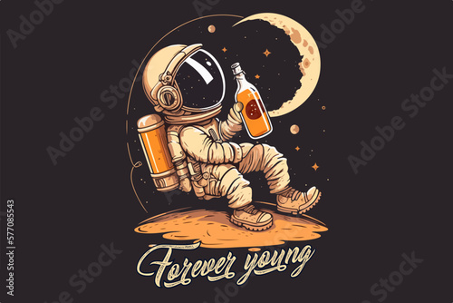 Space Pirate rum vector illustration for t-shirt