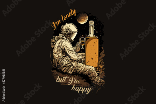Space Pirate rum vector illustration for t-shirt