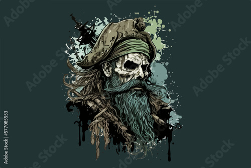 Skull Pirate rum vector illustration for t-shirt
