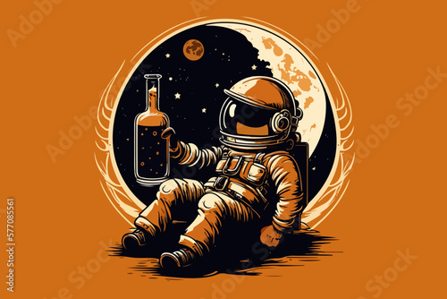 Space Pirate rum vector illustration for t-shirt