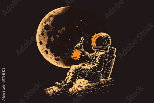 Space Pirate rum vector illustration for t-shirt