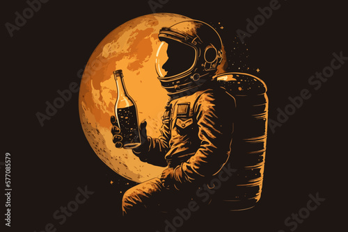 Space Pirate rum vector illustration for t-shirt