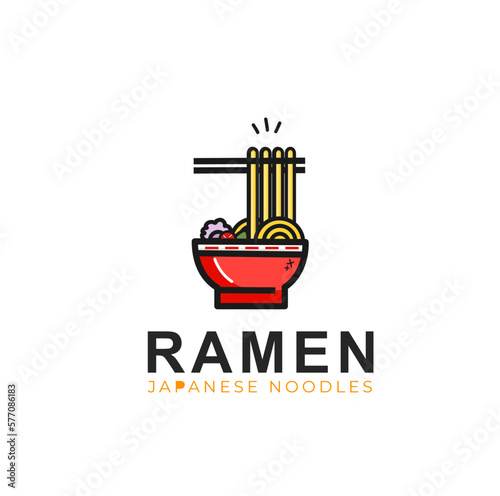 bowl of noodle ramen udon Japanese food logo professional