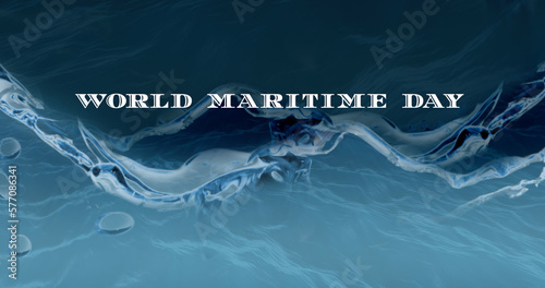 Image of world maritime day text over water