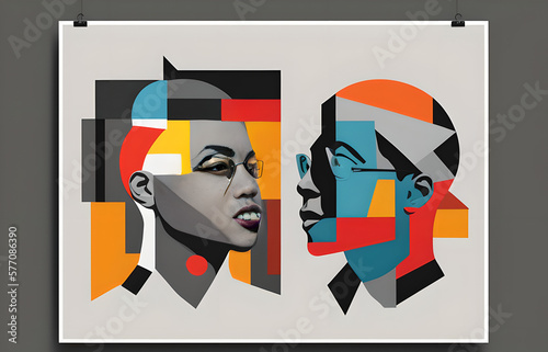 Contemporary art collage. Memphis style poster concept. Minimal art, illustration.