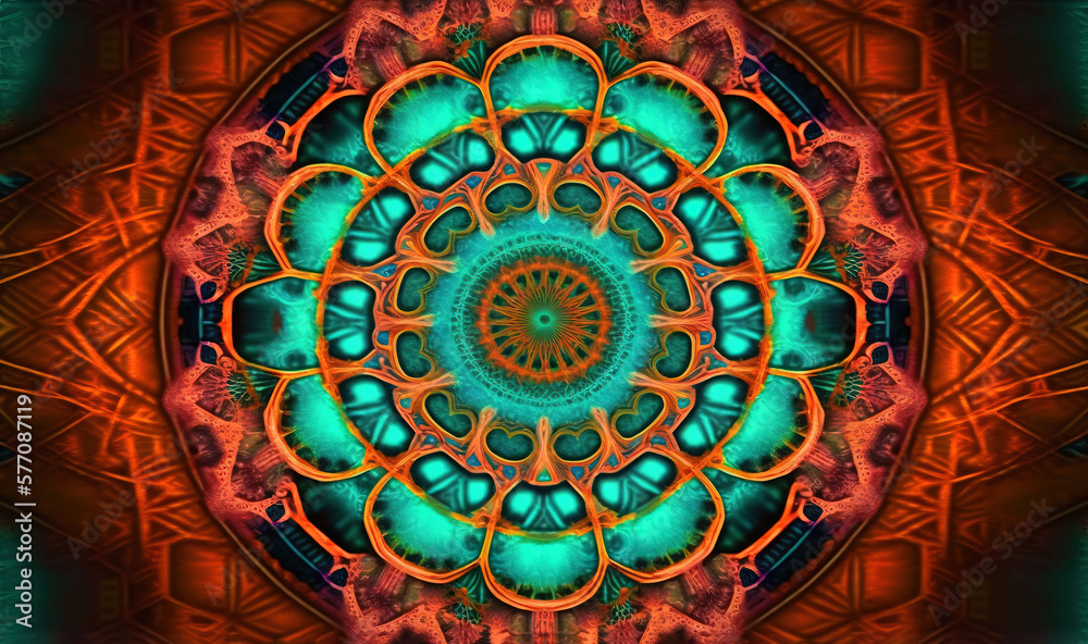 Fototapeta premium a colorful picture of a flower with many petals in it. generative ai