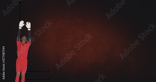 African american male goalkeeper against copy space on red background photo