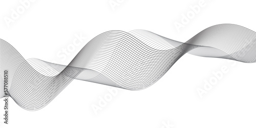 Abstract wavy grey blend technology liens on white background. Digital frequency track equalizer. Abstract frequency sound wave lines and twisted curve lines background. 