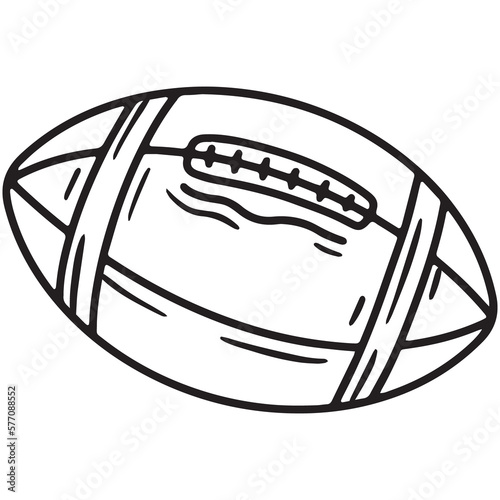 Фотография American football Rugby ball linear vector icon in doodle sketch style