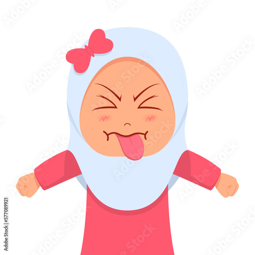 cute girl showing grimace facial expression gesture