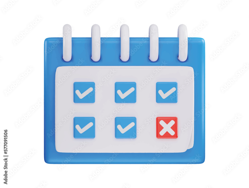 Calendar with marked date icon 3d render illustration
