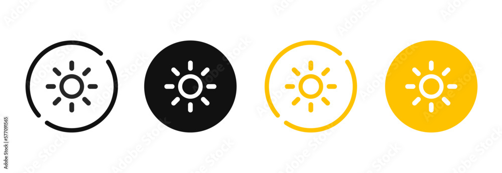 Light, intensity setting, contrast, brightness, sun icon symbol sign on isolated white background with clipping path for UI UX website mobile app. Vector elements EPS10. Light, intensity setting, contrast, brightness, sun icon symbol sign on isolated white background with clipping path for UI UX website mobile app. Vector elements EPS10.