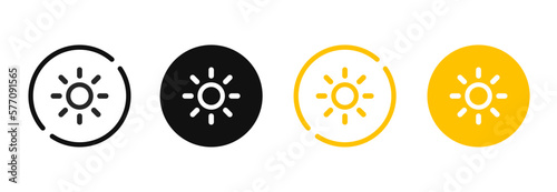 Light, intensity setting, contrast, brightness, sun icon symbol sign on isolated white background with clipping path for UI UX website mobile app. Vector elements EPS10.