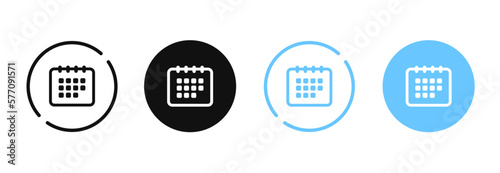 Calendar and time thin line icon. Minimal flat vector illustration. Included simple outline icons as schedule, reminder, appointment, planner, event time, timer, clock.