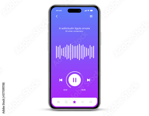 Web mobile application interface for music player application for mobile app, business, website. Sound app UI UX GUI template. Responsive website wireframes. Web design UI kit. Music Dashboard.