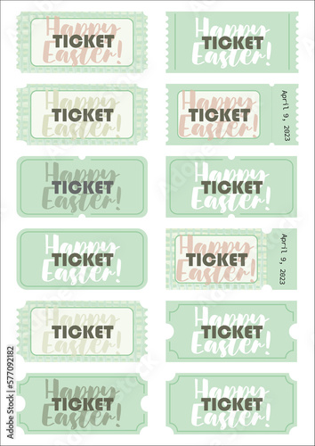 Easter 2024 green set of ticket coupon online commerce online store event invitation 