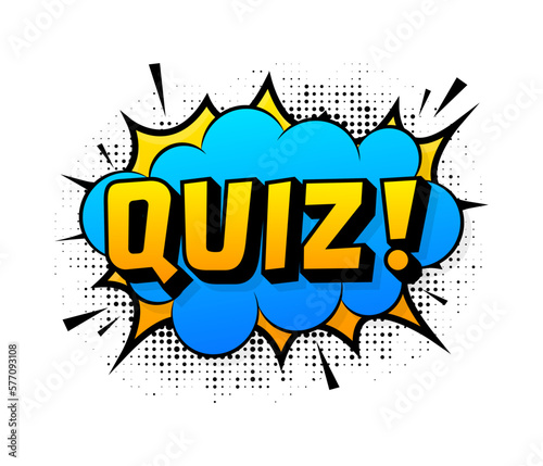 Speech bubble for comic text quiz. Cartoon comic sign. Effects explosion.