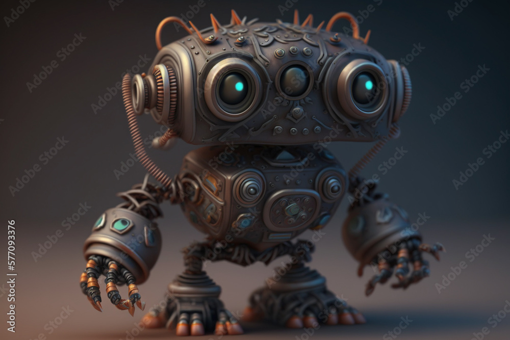 Fototapeta premium A Cute and Adorable 3D Robot with frendly welcoming look. Ai generated