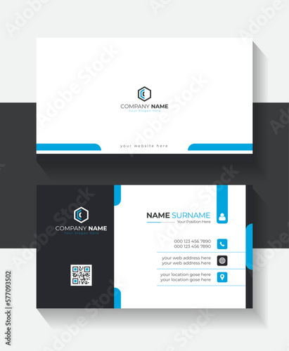 professional and clean blue and White Business Card Template, Clean professional business card template for business