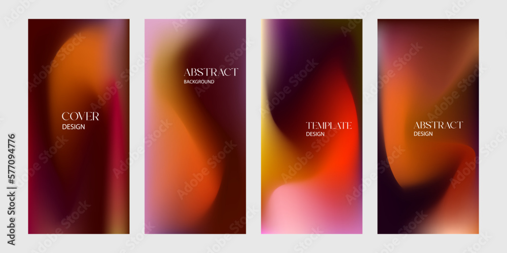 Collection of abstract background design template gradient dark red fiery color