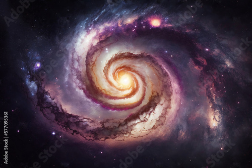 Spiral galaxy in outer space, infinite Universe Background, Generative AI