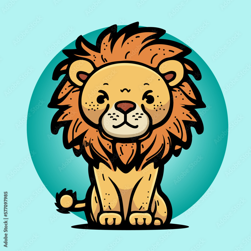 Fototapeta premium Lion mignon dessin cartoon