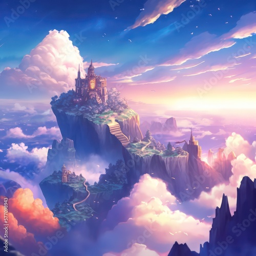 Beautiful Sky castle wallpaper. Generative AI.