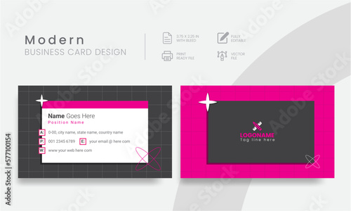 Best Corporate Business Card Design Template For Modern Y2K Orientation Brand Identity. Vector Flat Creative & Clean Layout Vol - 17