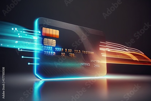 Futuristic credit card for online shopping. Payment Technology. Generative AI