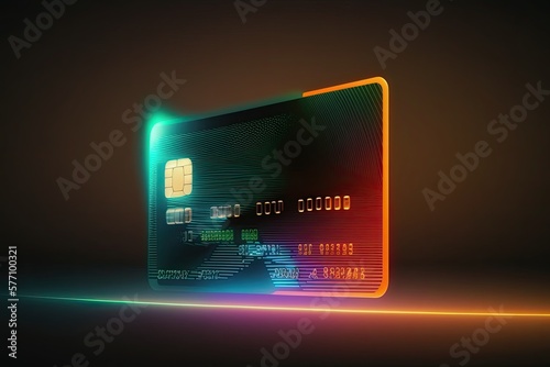 Futuristic credit card for online shopping. Payment Technology. Generative AI