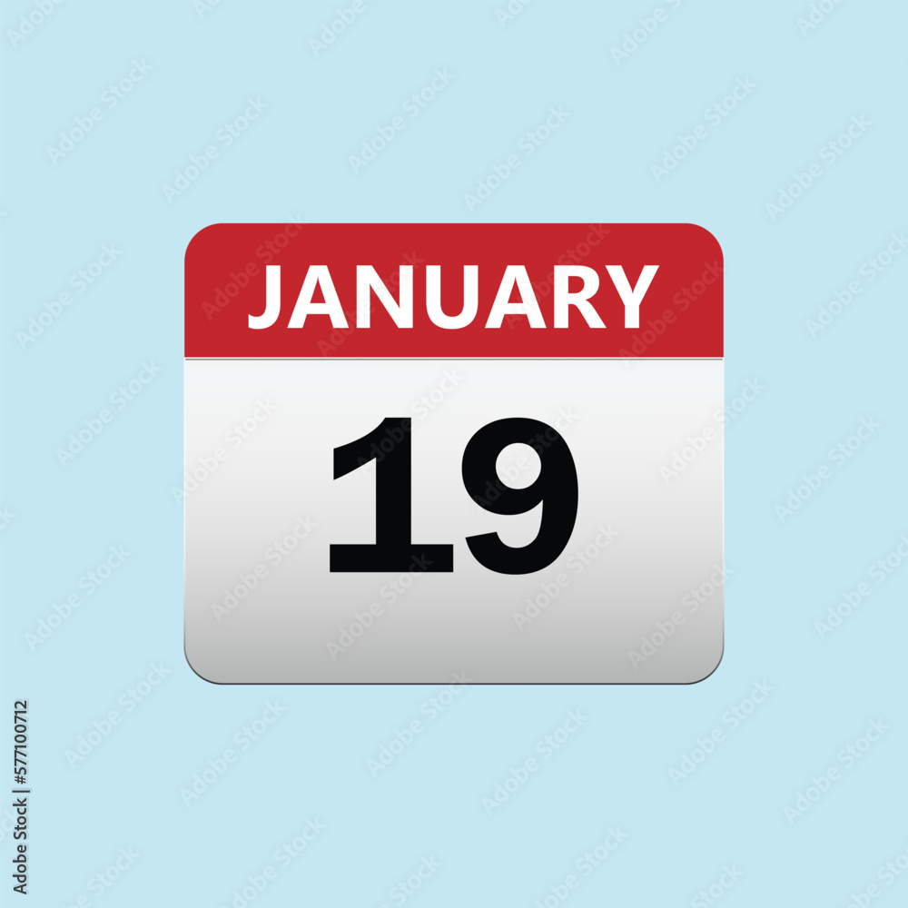 19th January calendar icon. January 19 calendar Date Month icon 19th January calendar icon. January 19 calendar Date Month icon