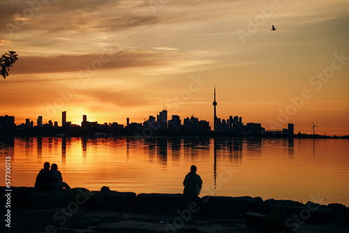 Photography Panoramic view of Toronto skyline at sunrise, Ontario, Canada