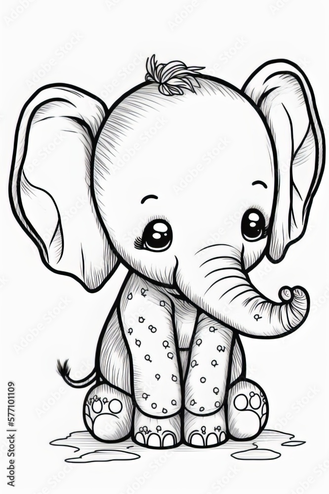 baby elephant coloring page for kids