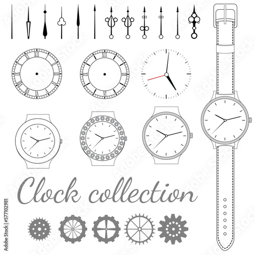 Watch vector. Clock face blank isolated on white background. Vector clock hands.