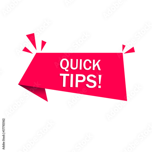 Quick tips message speech bubble icon design. Concept of message or label like new knowledge. Flat style vector illustration.